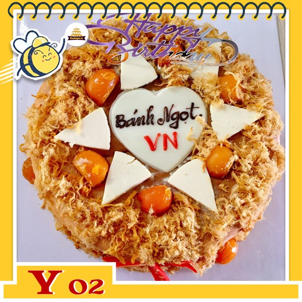 Bánh bông lan trứng muối sinh nhật Y02 trang trí đơn giản nhiều topping ăn bao ngon