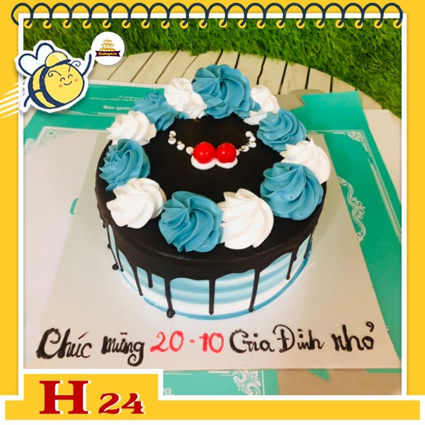 Bánh kem phụ nữ 20/10 H24 phủ socola trang trí sáng tạo thơm ngon mời bạn mua nha