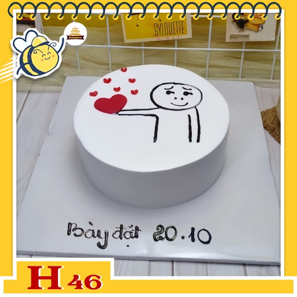 Bánh kem phụ nữ 20/10 H46 bày đặt 20/10 tặng trái tim siêu dễ thương
