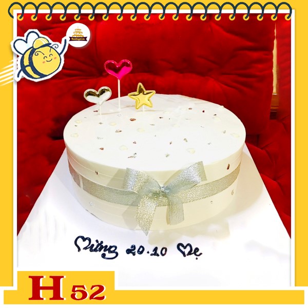 Bánh kem phụ nữ 20/10 H52 phong cách trắng không tì vết ấn tượng hiện đại