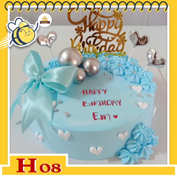 Bánh kem tặng người yêu H08 đơn giản với màu xanh ngọc của hi vọng pha chút nữ tính đáng yêu