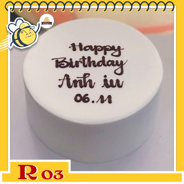 Bánh kem người yêu R03 đơn giản như đang giỡn full trắng ghi chữ ở giữa