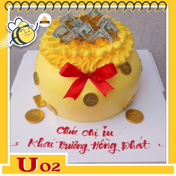 Bánh kem hũ vàng tiền đô U02 phong cách đơn giản mang lại may mắn cho gia chủ