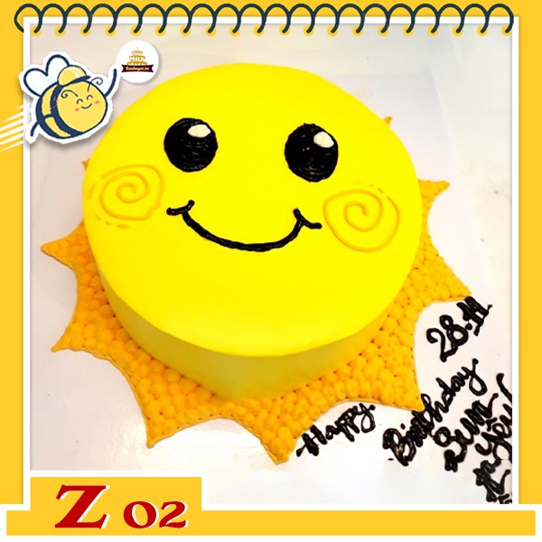 Bánh kem mặt cười Z02 ông mặt trời màu vàng cam cười tươi hết mức
