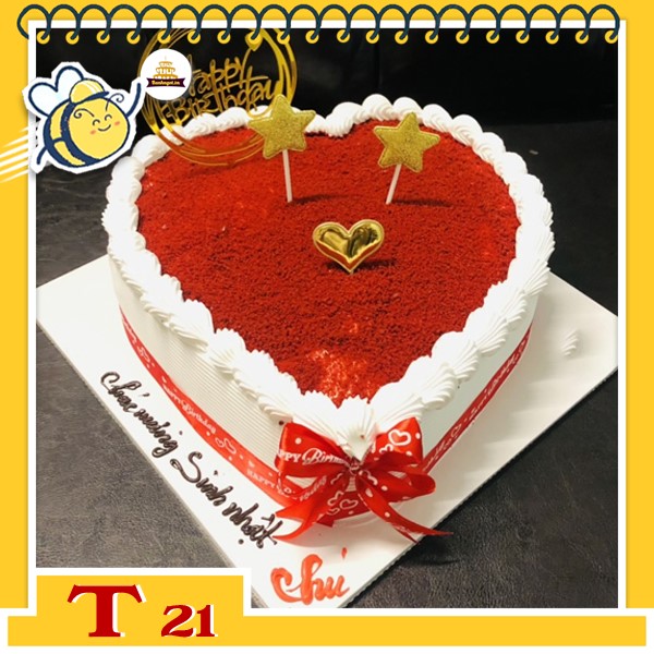 Bánh Kem Trái Tim T21 Thân Trắng Phủ Bột Red Velved Cắm Phụ Kiện Đơn Giản  Tinh Tế | Bánh Kem Hương Vị Việt - Banhngot.Vn