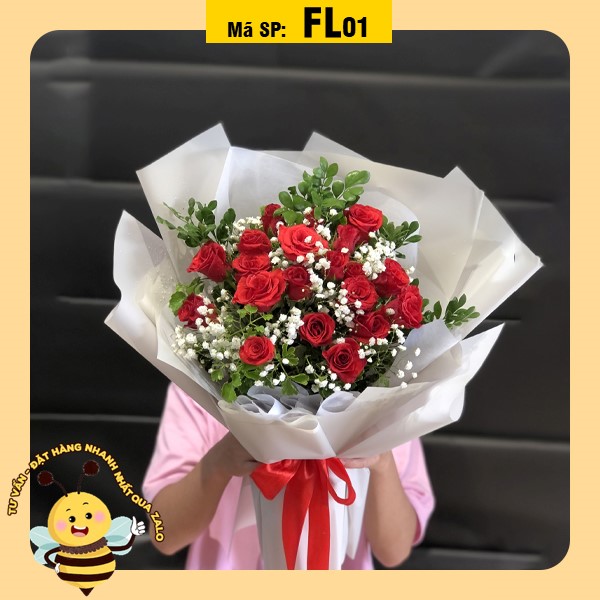 Bó hoa tươi FL01 hồng mix baby đẹp
