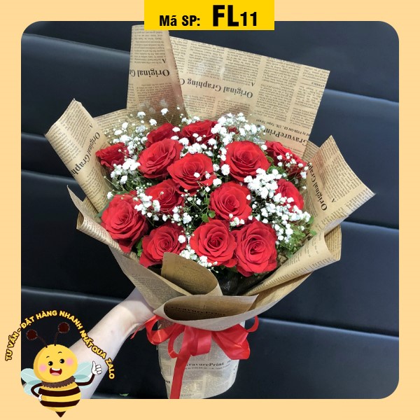 Bó hoa tươi FL11 hoa hồng đỏ
