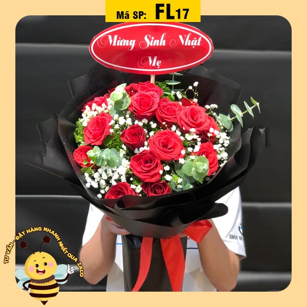 Bó hoa tươi FL17 hoa hồng đỏ to đẹp