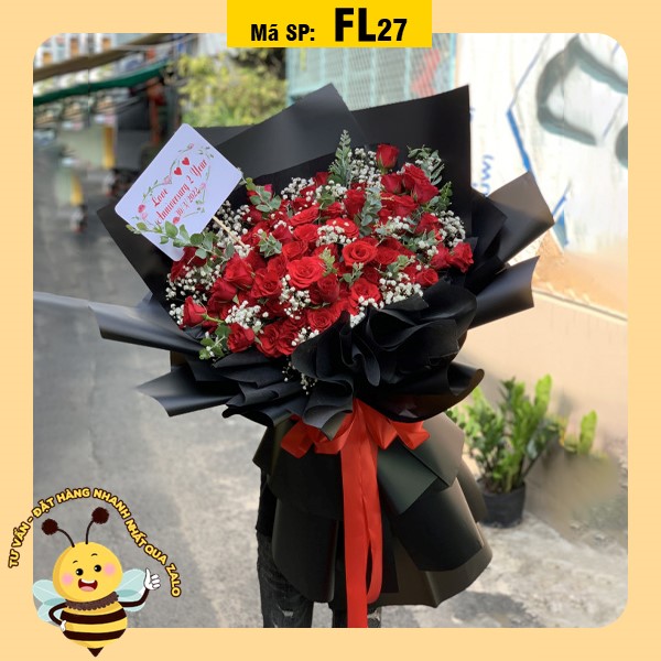 Bó hoa tươi FL27 siêu to khổng lồ hoa hồng đỏ