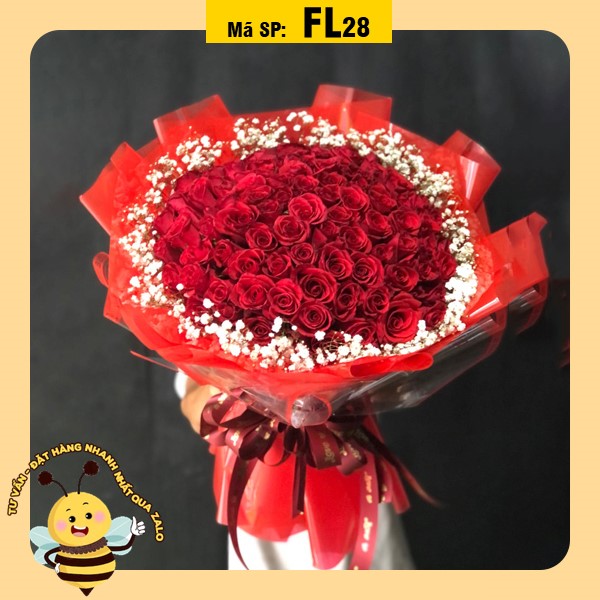 Bó hoa tươi FL28 hồng đỏ siêu to cực khủng