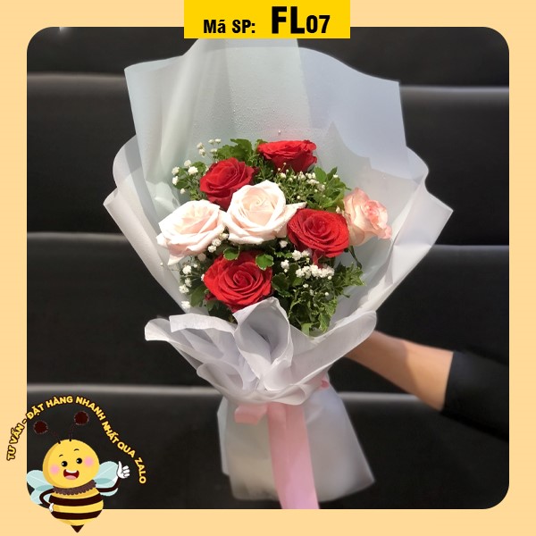 Bó hoa tươi FL07 hoa hồng 2 màu ấn tượng