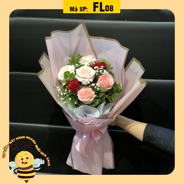 Bó hoa tươi FL08 hoa hồng 3 màu dễ thương
