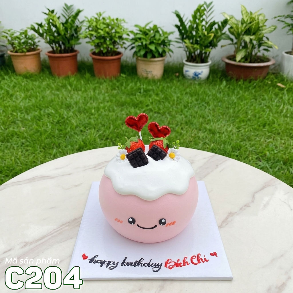 Bánh kem mini C204 dáng tròn 3D biểu cảm đáng yêu