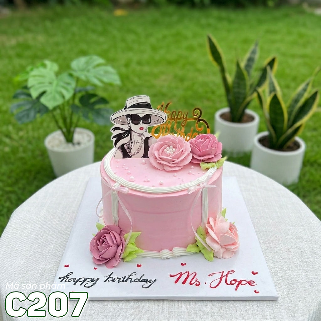 Bánh kem mini C207 quý cô sang chảnh Lady Pink
