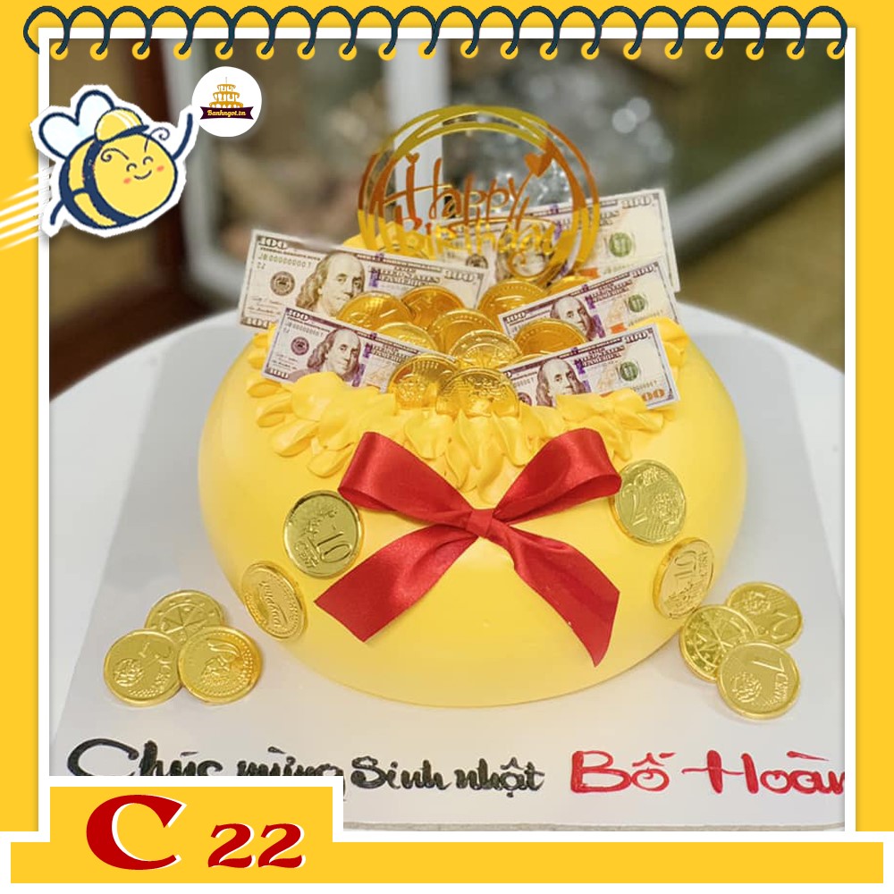 Bánh kem C22 bánh hũ vàng tặng bố chúc tài lộc