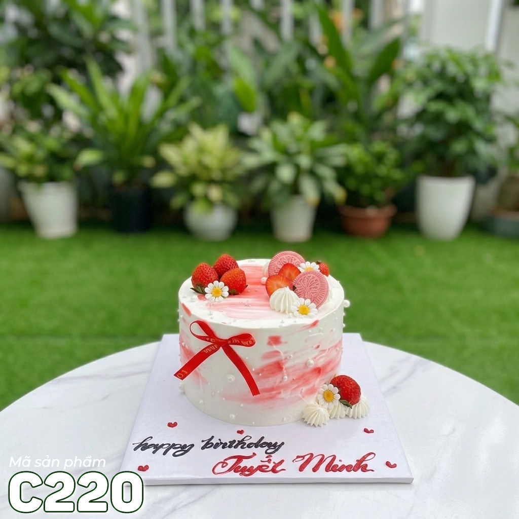 Bánh kem mini C220 dâu tây và bánh Oreo hồng