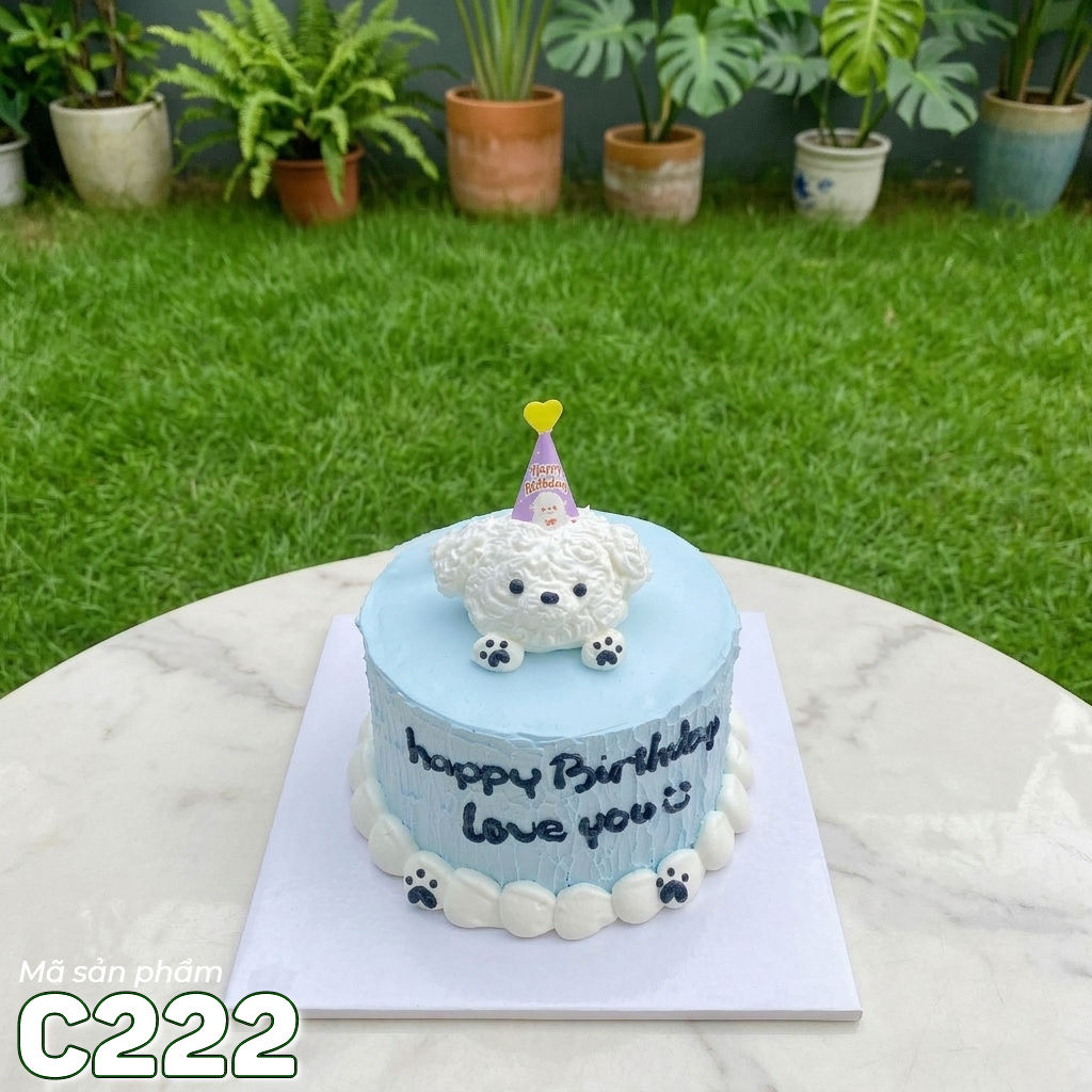 Bánh kem mini C222 tạo hình cún trắng 3D dễ thương