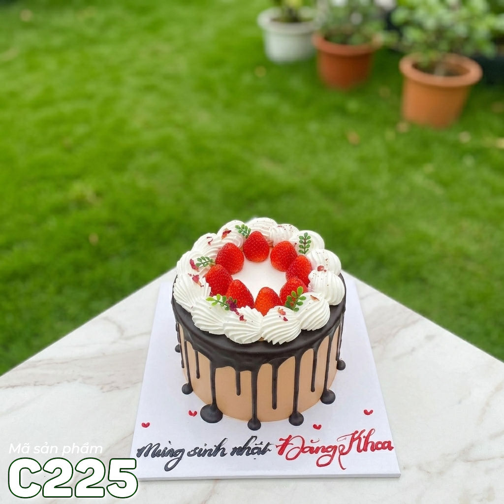 Bánh kem mini C225 Chocolate phủ màng dâu tây tươi