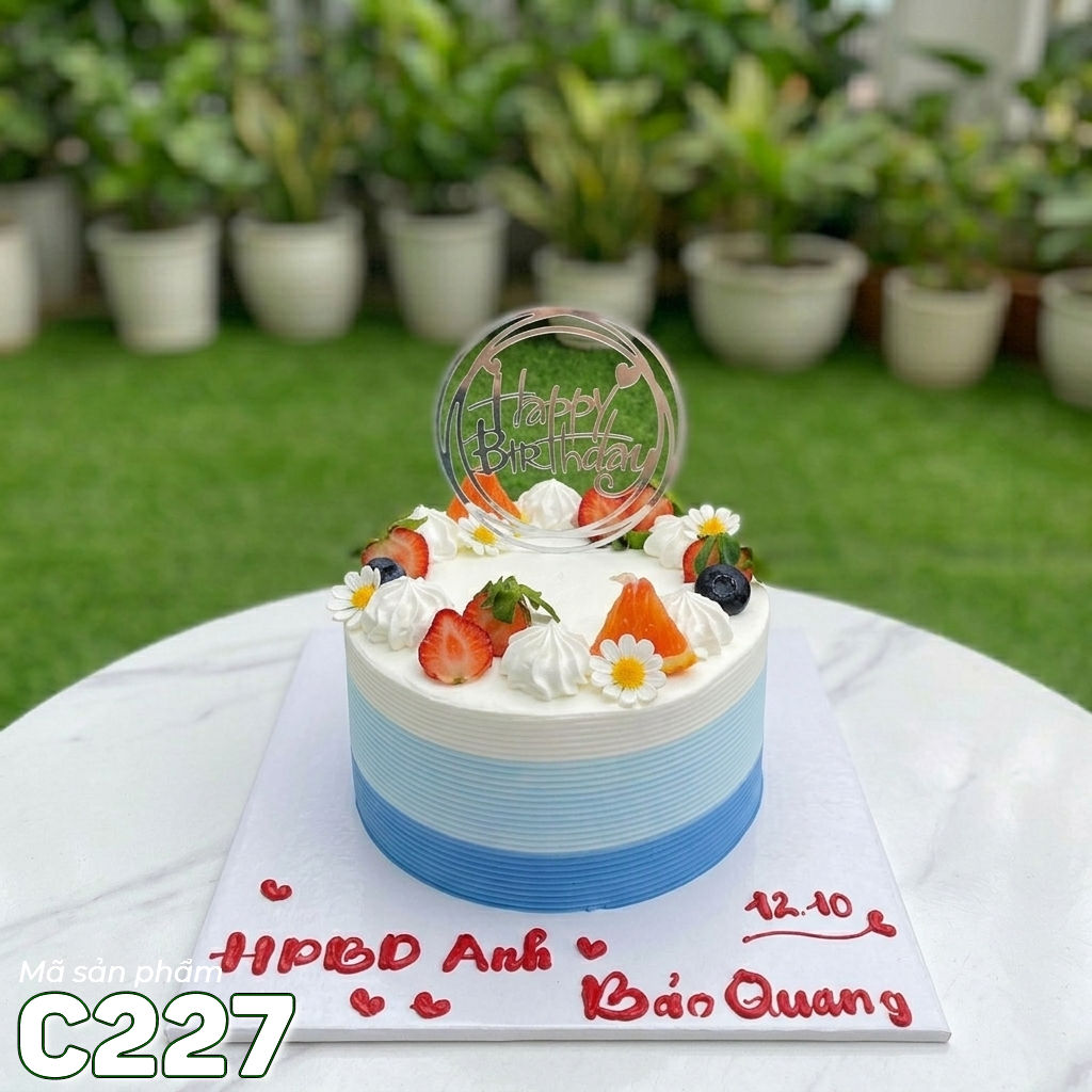 Bánh kem mini C227 Ombre xanh dương mix trái cây tươi