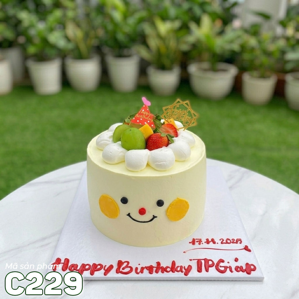 Bánh kem mini C229 mặt cười Smiley mix trái cây tươi