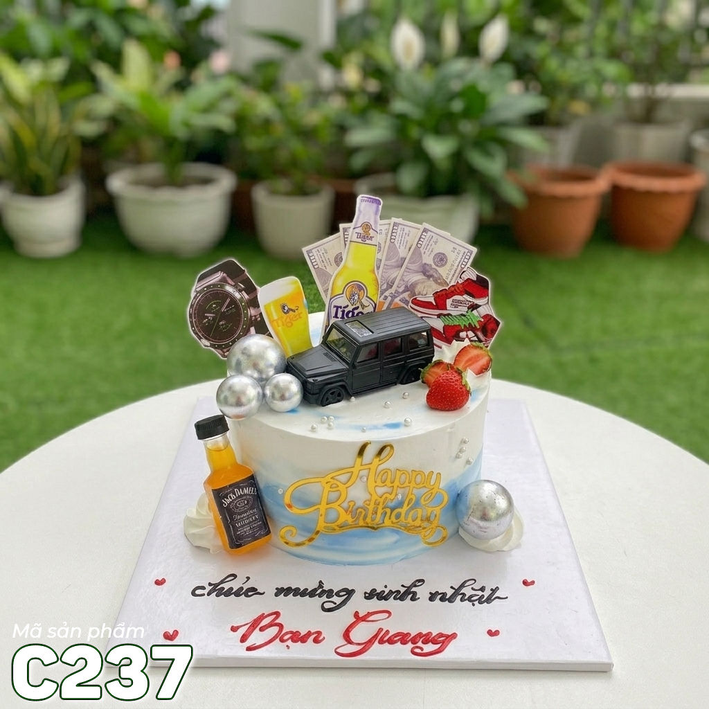 Bánh kem mini C237 siêu xe và phụ kiện sang chảnh