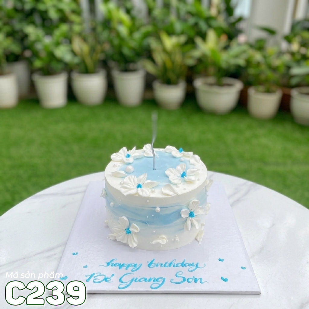 Bánh kem mini C239 phong cách Blue & White thanh khiết