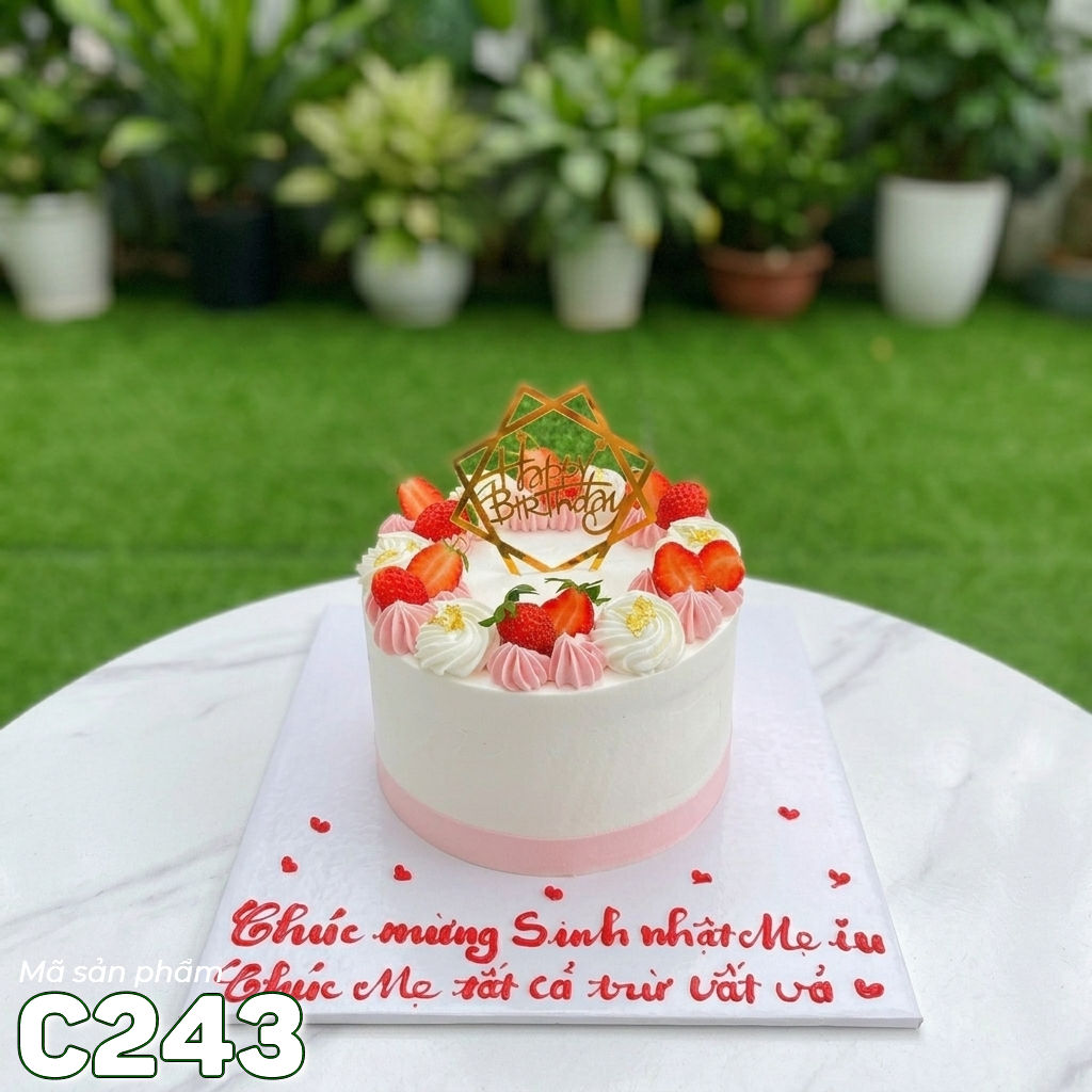 Bánh kem mini C243 dâu tây tươi mix vàng lá