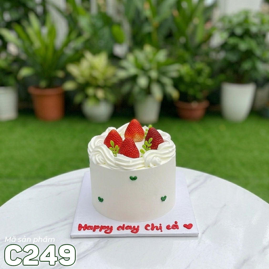 Bánh kem mini C249 trang trí dâu tây đỏ mọng