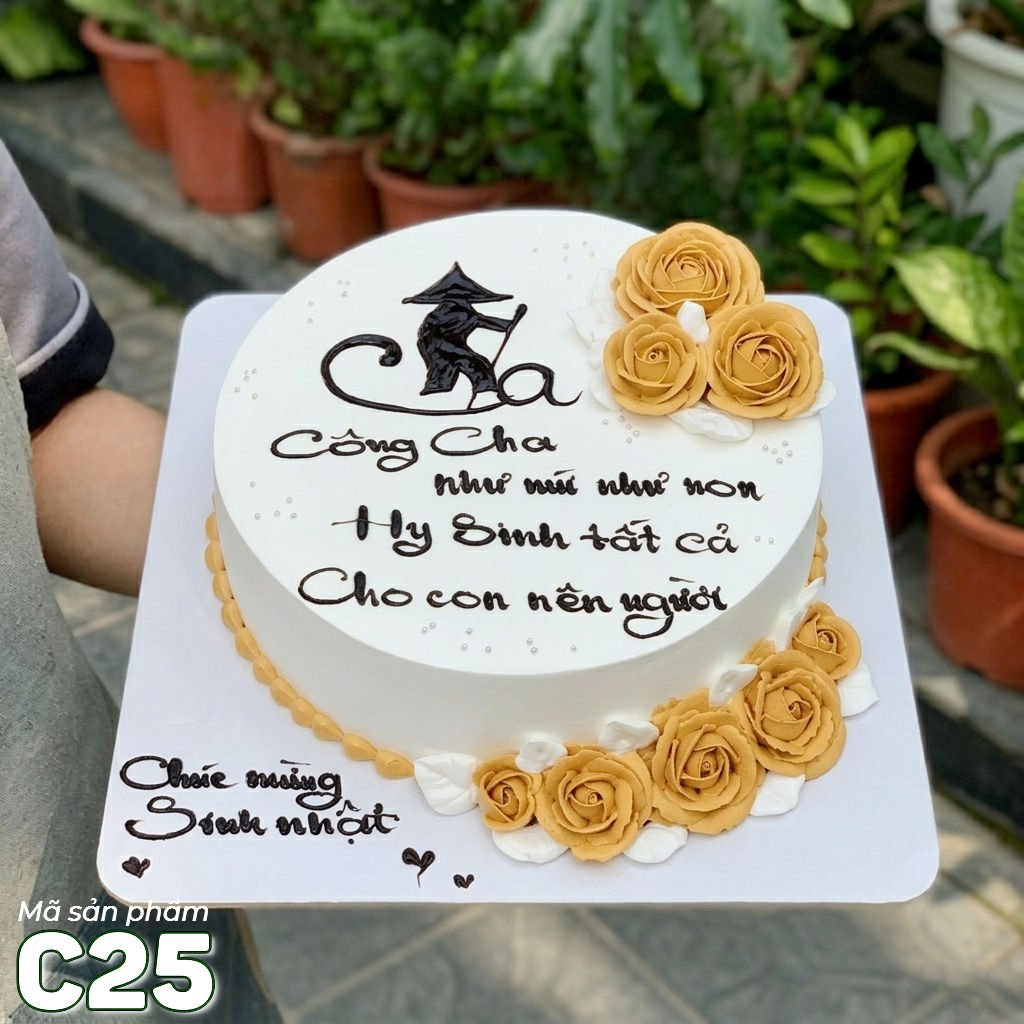 Bánh kem C25 viết chữ thư pháp tặng cha cực ý nghĩa