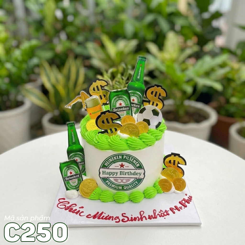 Bánh kem mini C250 chủ đề Heineken và Tài lộc