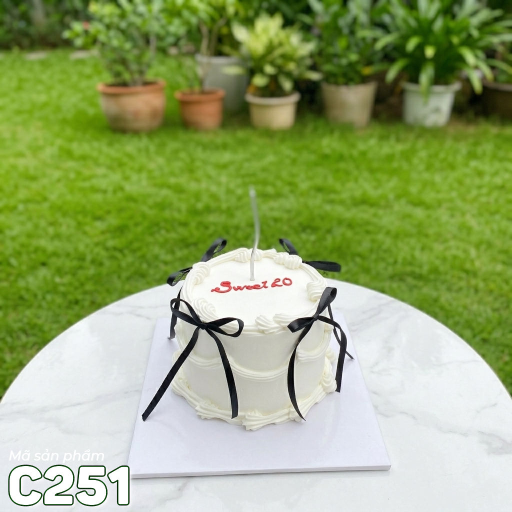 Bánh kem mini C251 thắt nơ đen phong cách tối giản