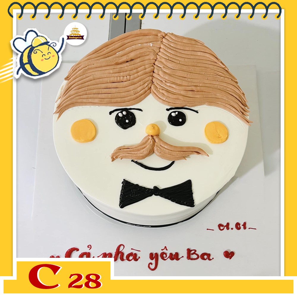 Bánh kem C28 bánh sinh nhật tặng cha vẽ hình khuôn mặt hiền từ