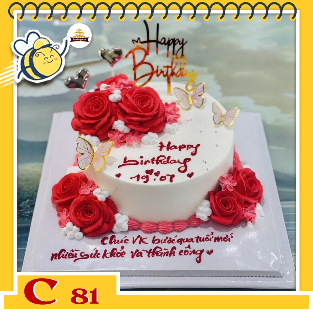 Bánh kem 20/10 C81 hoa đỏ ấn tượng