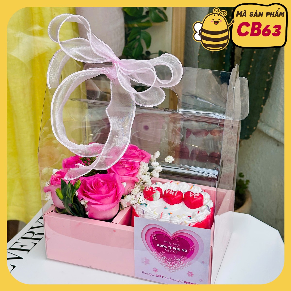 [TpHCM] Set hoa tươi bánh kem quốc tế phụ nữ 8/3 CB63