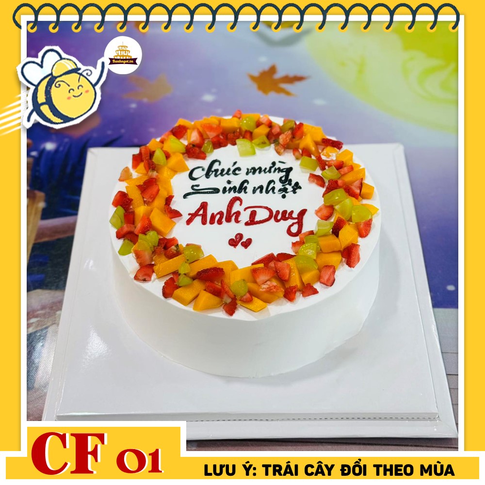 Bánh kem sinh nhật CF01 trái cây mix vị theo mùa thơm ngon tươi mát