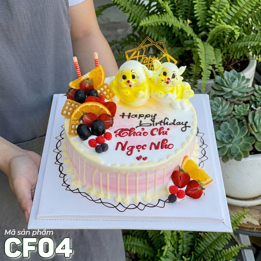 Bánh kem sinh nhật CF04 bắt thú con giáp phong cách truyền thống