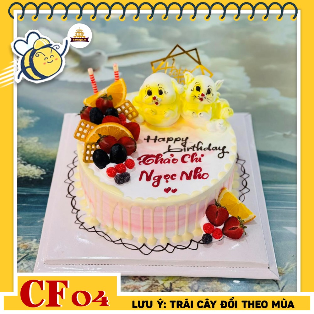 Bánh kem sinh nhật CF04 bắt thú con giáp phong cách truyền thống
