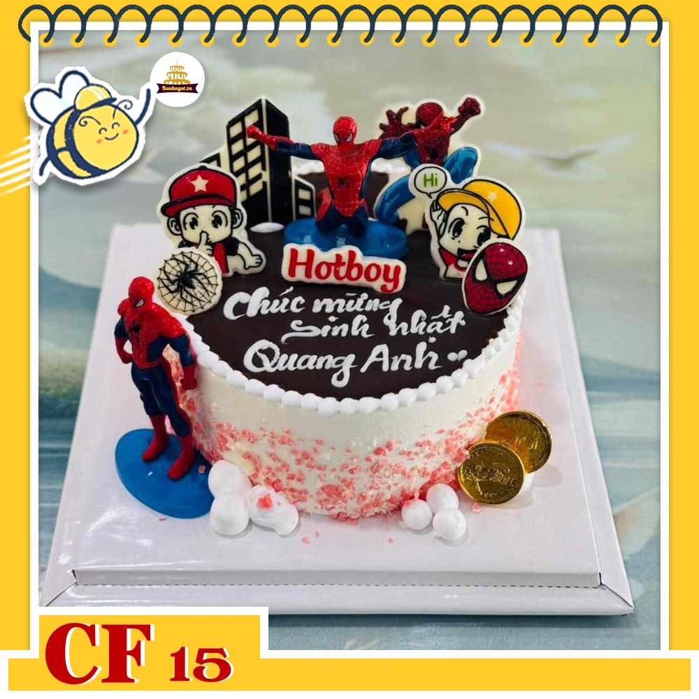 Bánh kem sinh nhật CF15 người nhện phong cách tặng con trai cưng
