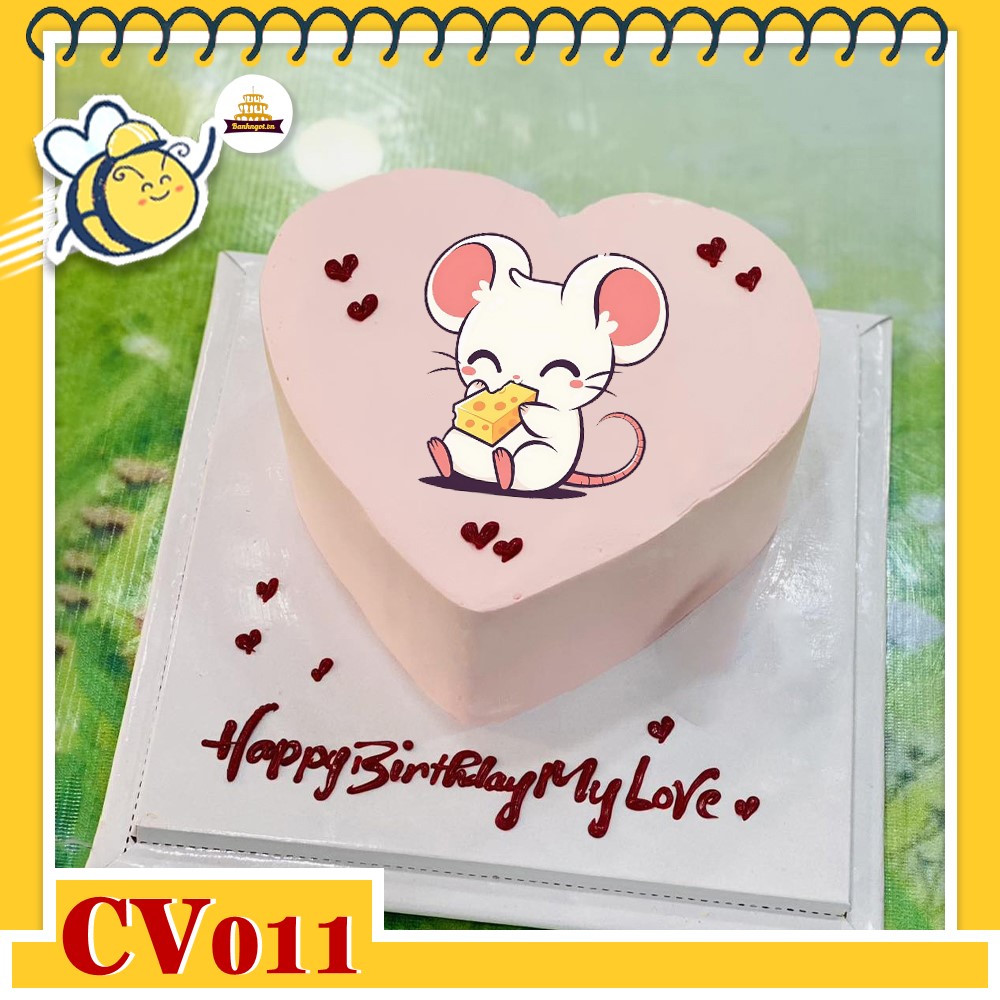 Bánh kem CV011 sinh nhật tuổi tí hình con chuột ngộ nghĩnh