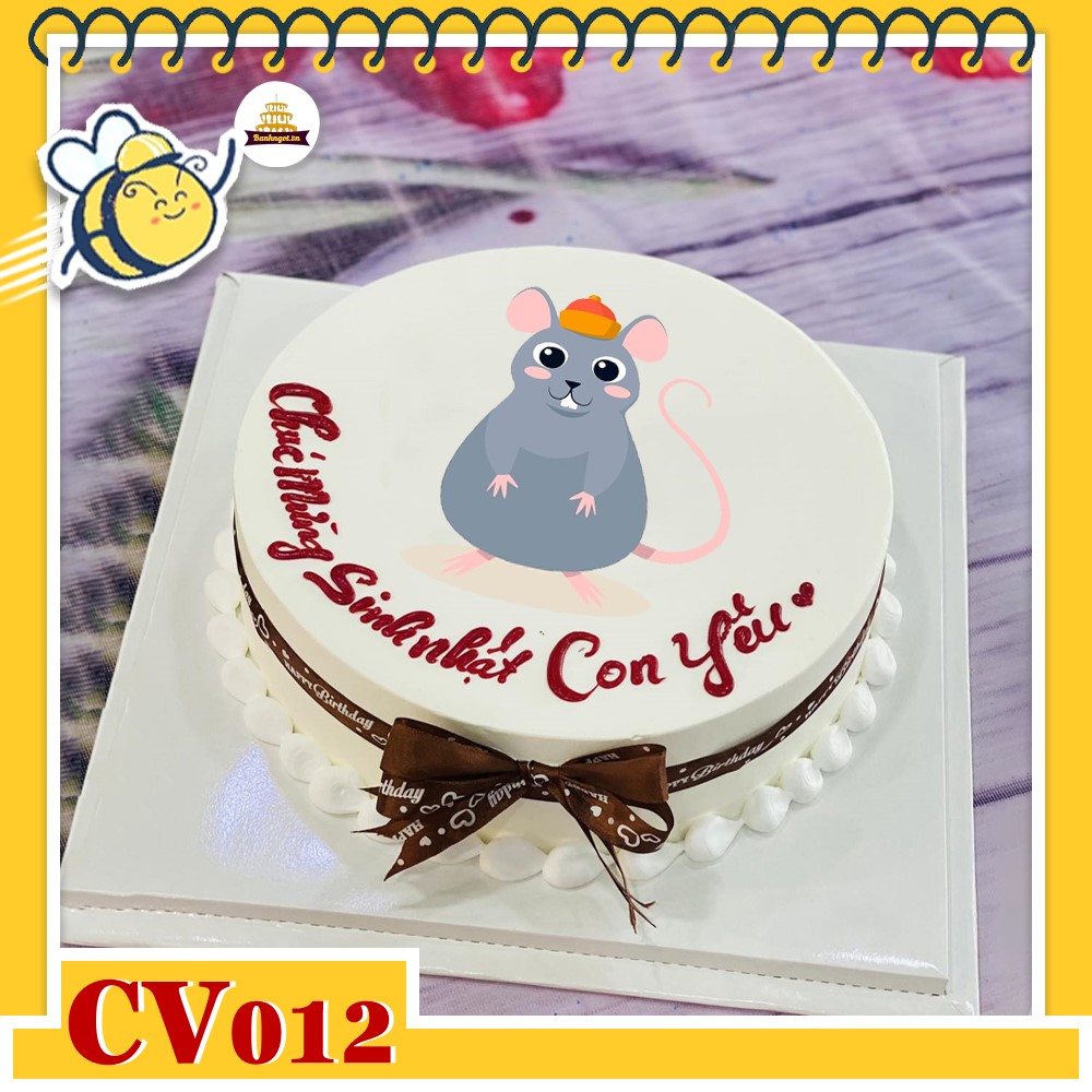 Bánh kem CV012 sinh nhật tuổi tí hình con chuột thú vị