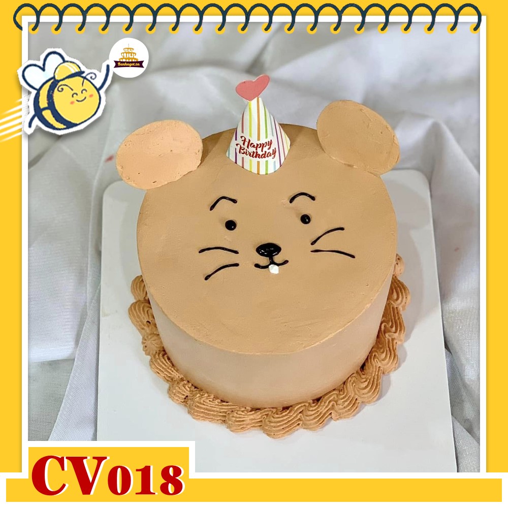 Bánh kem CV018 sinh nhật tuổi tí hình con chuột khuôn mặt cute