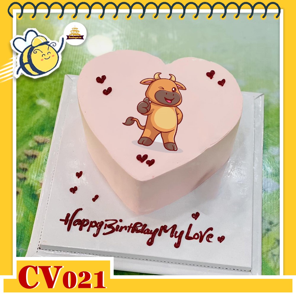 Bánh kem CV021 sinh nhật tuổi Sửu hình con trâu ngộ nghĩnh