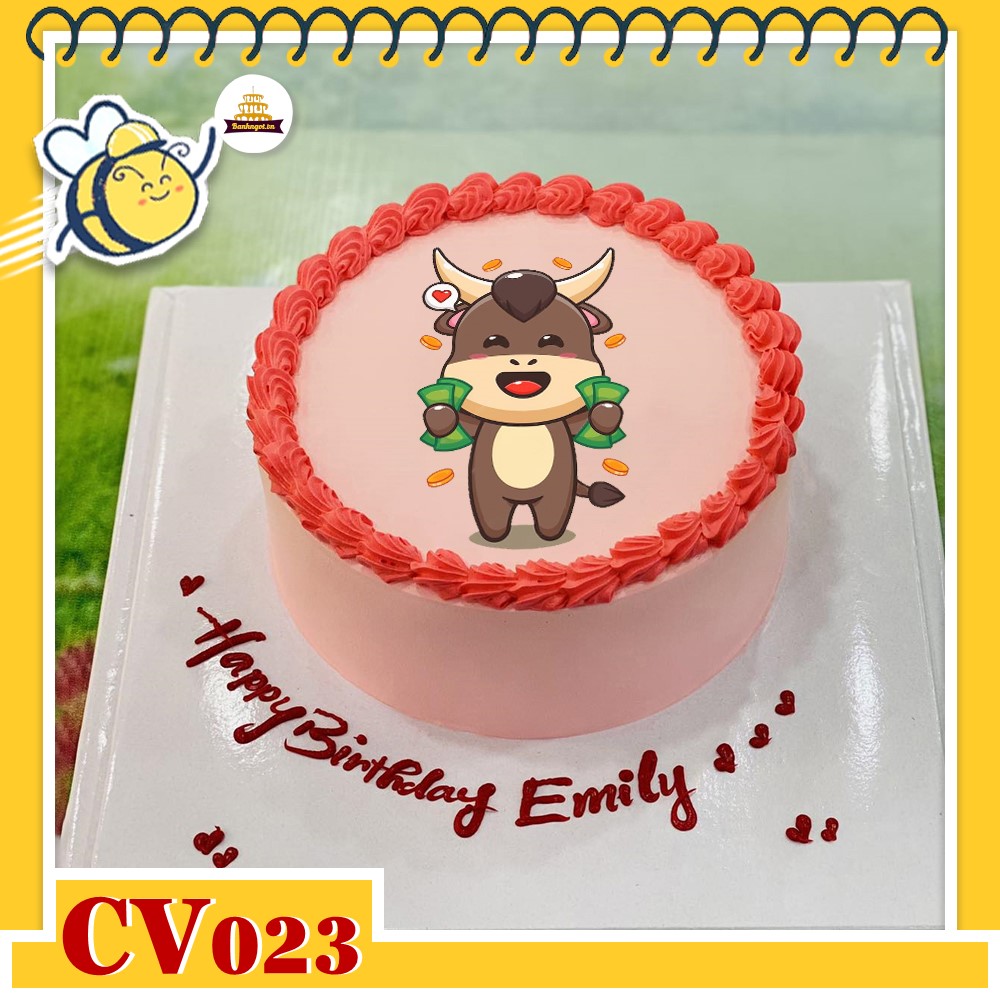 Bánh kem CV023 sinh nhật tuổi Sửu hình con trâu độc đáo