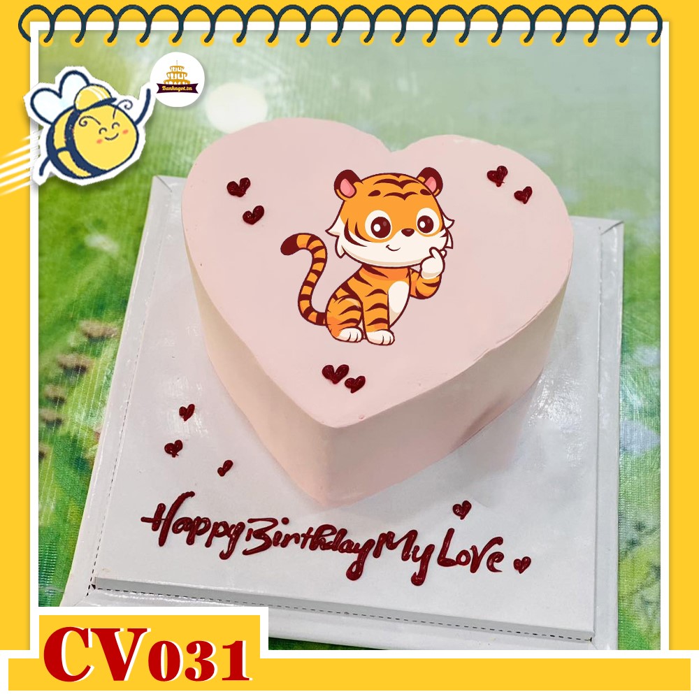 Bánh kem CV031 sinh nhật tuổi Dần hình con hổ, con cọp đáng iu