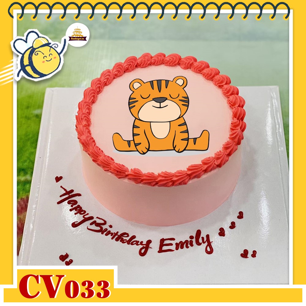Bánh kem CV033 sinh nhật tuổi Dần hình con hổ, con cọp dễ thương