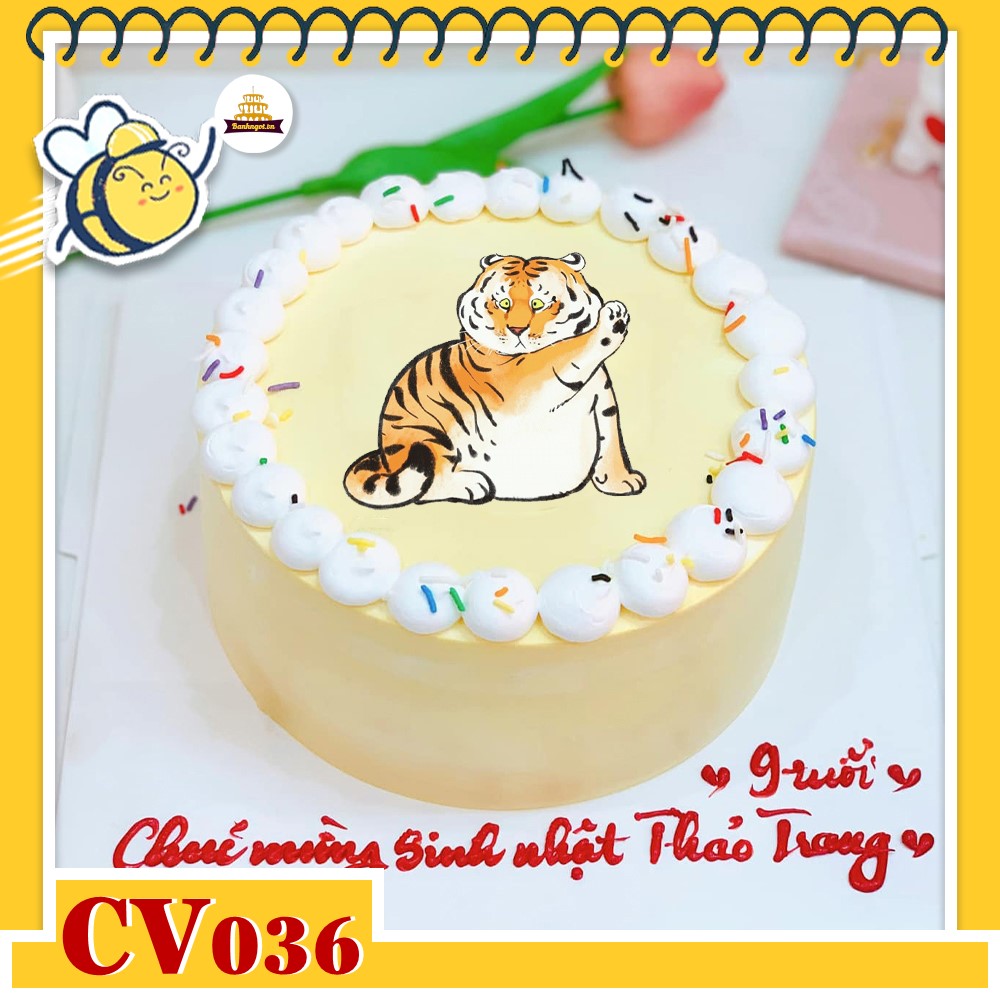 Bánh kem CV036 sinh nhật tuổi Dần hình con hổ mập ú nu cưng xỉu