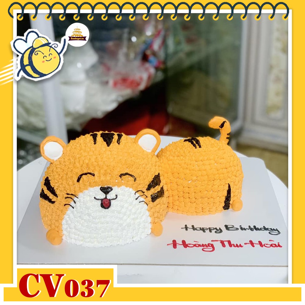 Bánh kem CV037 sinh nhật tuổi Dần hình con hổ, con cọp 3D dễ thương