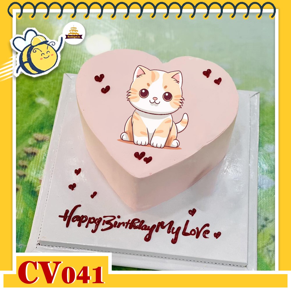 Bánh kem CV041 sinh nhật tuổi Mẹo hình con mèo dễ thương