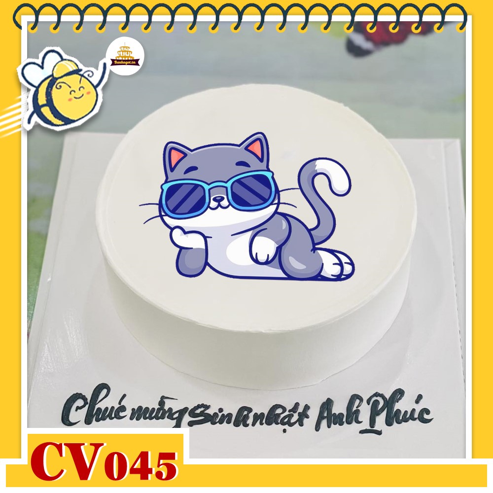 Bánh kem CV045 sinh nhật tuổi Mẹo hình con mèo nằm cute