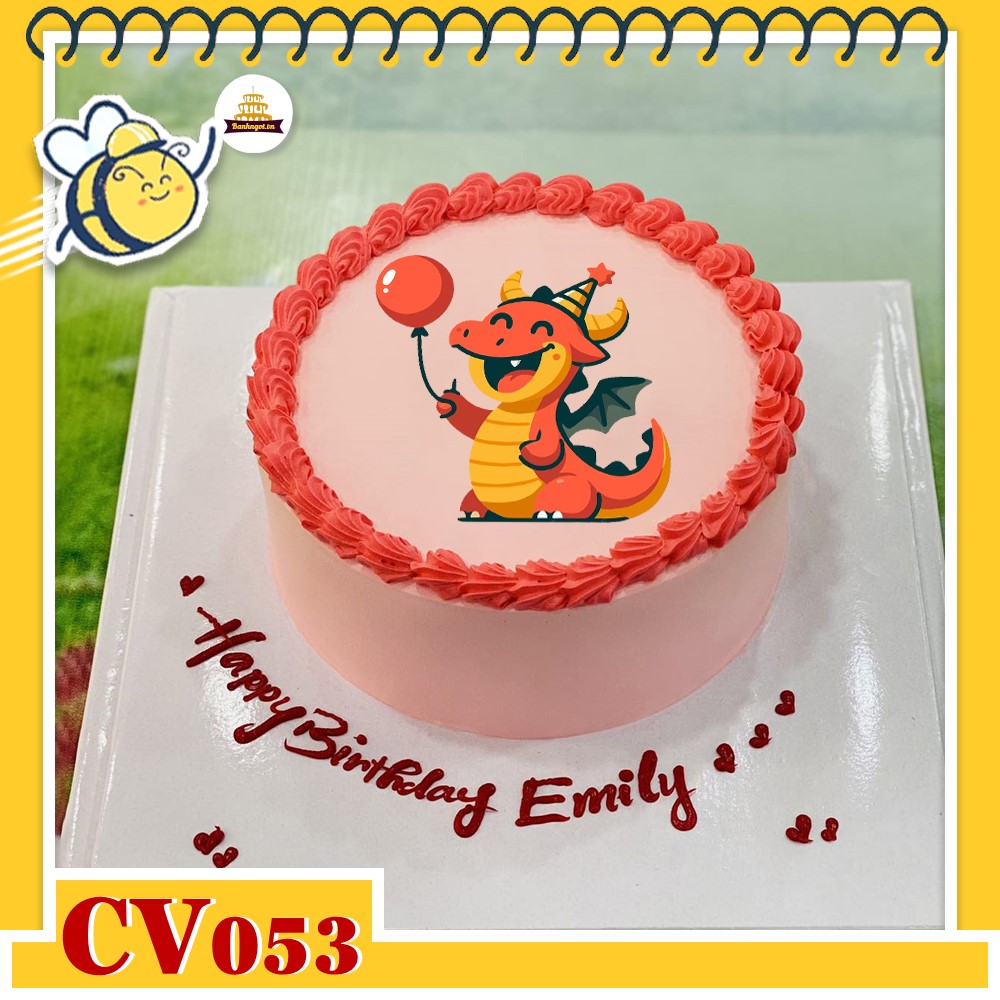 Bánh kem CV053 sinh nhật tuổi Thìn hình con rồng lửa mệnh hỏa
